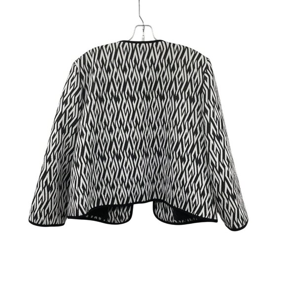 Kasper Womens Open Front Blazer Black/White Print Size 14 Lined - Picture 7 of 9
